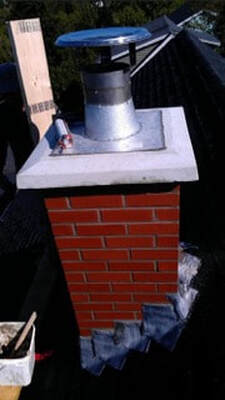 nicely repaired brick chimney